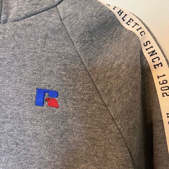 Russell Athletic Claire Heather Grey Crop Hoodie - Picture 3 of 5